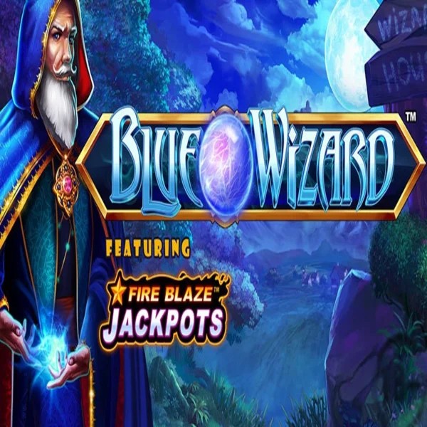 Blue Wizard Fire Blaze Jackpots online game logo by Rarestone Gaming on winrolla-casino.eu